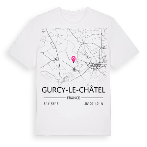 Gurcy-le-Châtel karta t-shirt – ekologisk bomull t-shirt från Pinshirt