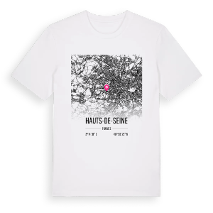Hauts-de-Seine karta t-shirt – ekologisk bomull t-shirt från Pinshirt