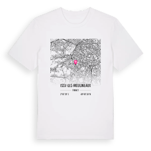 Issy-les-Moulineaux karta t-shirt – ekologisk bomull t-shirt från Pinshirt