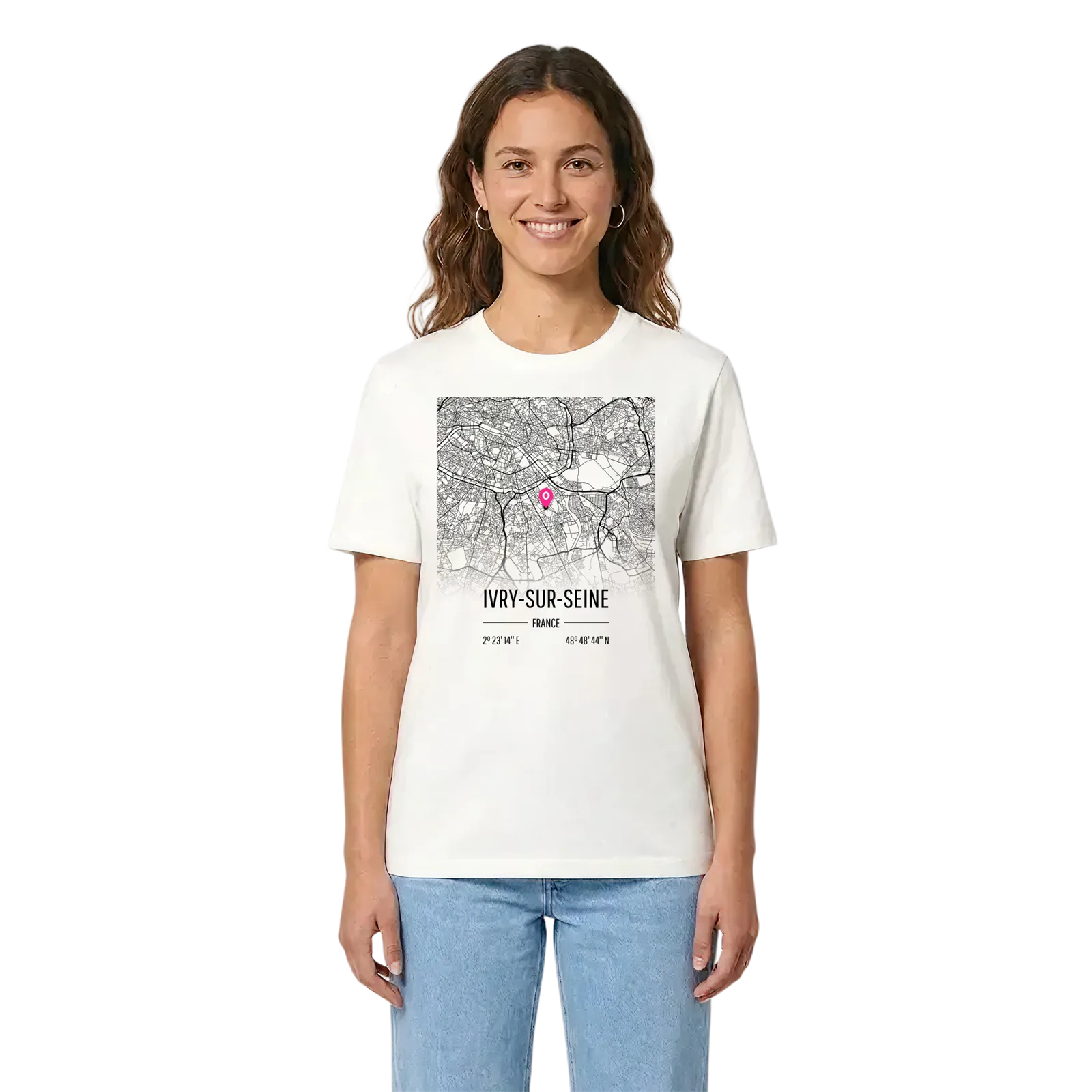 Ivry-sur-Seine karta t-shirt – White, i miljö