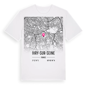 Ivry-sur-Seine karta t-shirt – ekologisk bomull t-shirt från Pinshirt