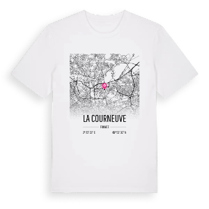 La Courneuve karta t-shirt – ekologisk bomull t-shirt från Pinshirt