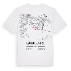 La Queue-en-Brie karta t-shirt – ekologisk bomull t-shirt från Pinshirt