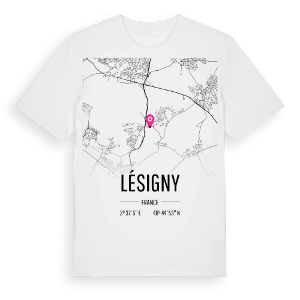 Lésigny karta t-shirt – ekologisk bomull t-shirt från Pinshirt