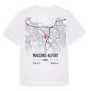 Maisons-Alfort karta t-shirt – ekologisk bomull t-shirt från Pinshirt