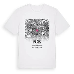Paris karta t-shirt – ekologisk bomull t-shirt från Pinshirt