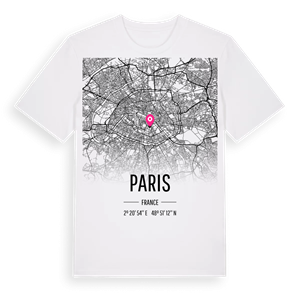 Paris karta t-shirt – ekologisk bomull t-shirt från Pinshirt