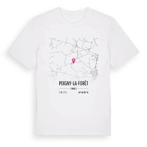 Poigny-la-Forêt karta t-shirt – ekologisk bomull t-shirt från Pinshirt