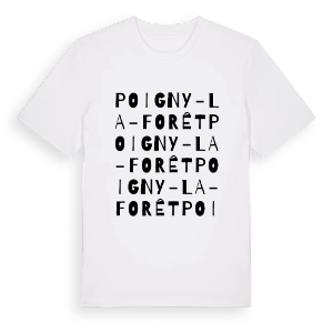 Poigny-la-Forêt ordlek t-shirt – ekologisk bomull t-shirt från Pinshirt