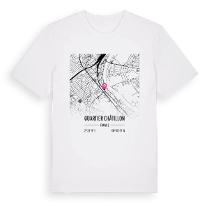 Quartier Châtillon karta t-shirt – ekologisk bomull t-shirt från Pinshirt