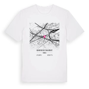 Quartier de l'Université karta t-shirt – ekologisk bomull t-shirt från Pinshirt