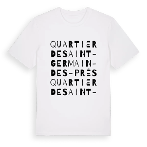 Quartier de Saint-Germain-des-Prés ordlek t-shirt – ekologisk bomull t-shirt från Pinshirt