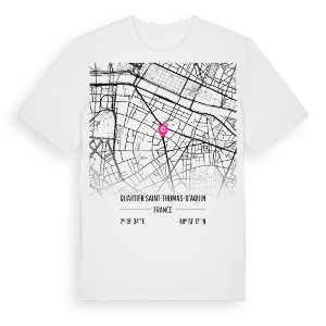 Quartier Saint-Thomas-d'Aquin karta t-shirt – ekologisk bomull t-shirt från Pinshirt