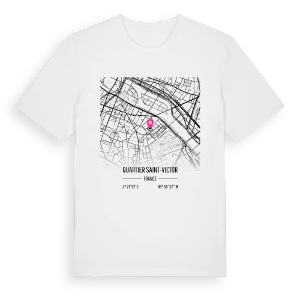 Quartier Saint-Victor karta t-shirt – ekologisk bomull t-shirt från Pinshirt