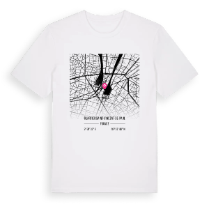 Quartier Saint-Vincent-de-Paul karta t-shirt – ekologisk bomull t-shirt från Pinshirt