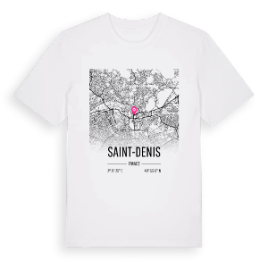 Saint-Denis karta t-shirt – ekologisk bomull t-shirt från Pinshirt