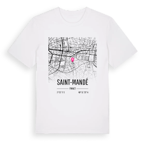 Saint-Mandé karta t-shirt – ekologisk bomull t-shirt från Pinshirt
