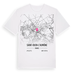 Saint-Ouen-l'Aumône karta t-shirt – ekologisk bomull t-shirt från Pinshirt
