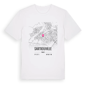 Sartrouville karta t-shirt – ekologisk bomull t-shirt från Pinshirt