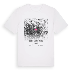 Seine-Saint-Denis karta t-shirt – ekologisk bomull t-shirt från Pinshirt