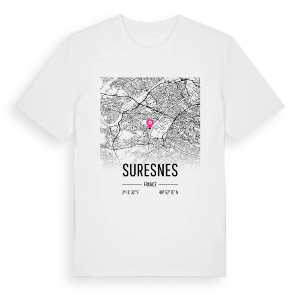Suresnes karta t-shirt – ekologisk bomull t-shirt från Pinshirt