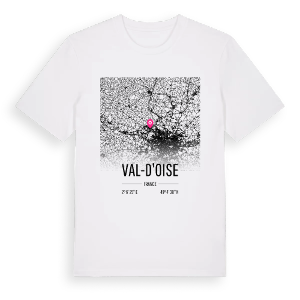 Val-d'Oise karta t-shirt – ekologisk bomull t-shirt från Pinshirt