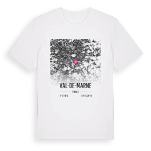 Val-de-Marne karta t-shirt – ekologisk bomull t-shirt från Pinshirt