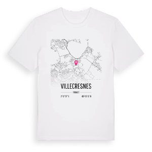 Villecresnes karta t-shirt – ekologisk bomull t-shirt från Pinshirt