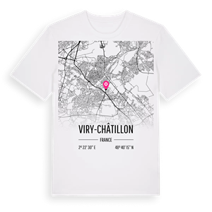 Viry-Châtillon karta t-shirt – ekologisk bomull t-shirt från Pinshirt