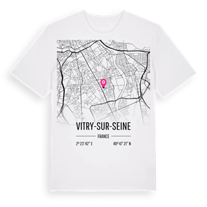 Vitry-sur-Seine karta t-shirt – ekologisk bomull t-shirt från Pinshirt