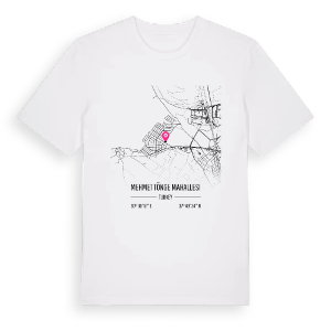 Mehmet Tönge Mahallesi karta t-shirt – ekologisk bomull t-shirt från Pinshirt