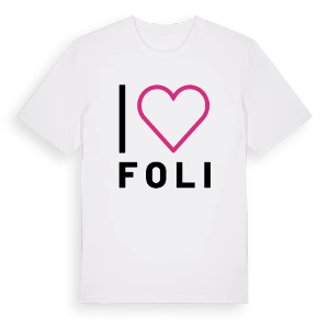 Jag älskar Foli t-shirt stort tryck – ekologisk bomull t-shirt från Pinshirt