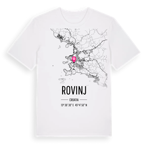 Rovinj karta t-shirt – ekologisk bomull t-shirt från Pinshirt