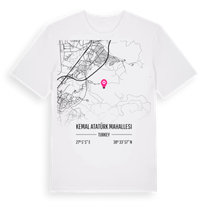 Kemal Atatürk Mahallesi karta t-shirt – ekologisk bomull t-shirt från Pinshirt