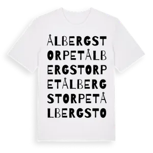 Ålbergstorpet ordlek t-shirt – ekologisk bomull t-shirt från Pinshirt