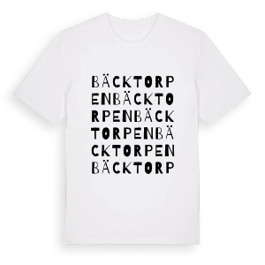 Bäcktorpen ordlek t-shirt – ekologisk bomull t-shirt från Pinshirt