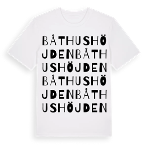 Båthushöjden ordlek t-shirt – ekologisk bomull t-shirt från Pinshirt