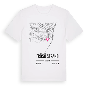Frösö strand karta t-shirt – ekologisk bomull t-shirt från Pinshirt