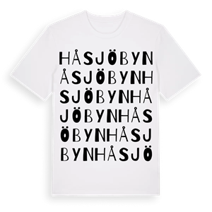 Håsjöbyn ordlek t-shirt – ekologisk bomull t-shirt från Pinshirt