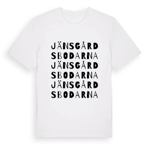 Jänsgårdsbodarna ordlek t-shirt – ekologisk bomull t-shirt från Pinshirt