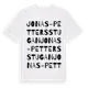 White t-shirt med Jonas-Pettersstugan ordlek t-shirt