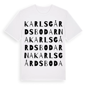 Karlsgårdsbodarna ordlek t-shirt – ekologisk bomull t-shirt från Pinshirt