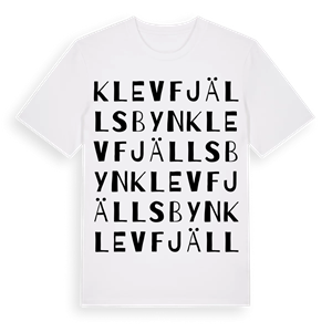 Klevfjällsbyn ordlek t-shirt – ekologisk bomull t-shirt från Pinshirt