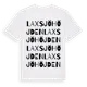 White t-shirt med Laxsjöhöjden ordlek t-shirt