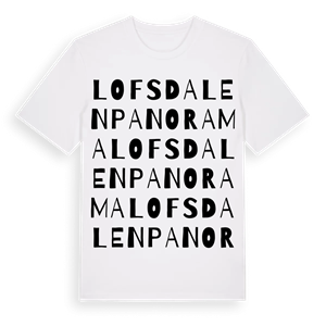 Lofsdalen Panorama ordlek t-shirt – ekologisk bomull t-shirt från Pinshirt