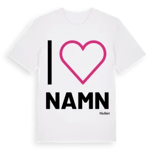 Jag älskar Namn t-shirt stort tryck – ekologisk bomull t-shirt från Pinshirt