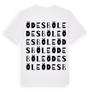 Ödesböle ordlek t-shirt – ekologisk bomull t-shirt från Pinshirt
