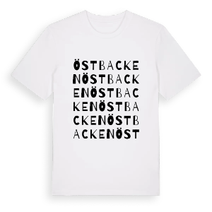 Östbacken ordlek t-shirt – ekologisk bomull t-shirt från Pinshirt