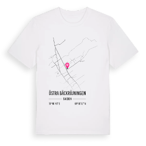 Östra Bäckröjningen karta t-shirt – ekologisk bomull t-shirt från Pinshirt