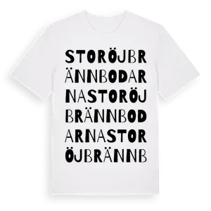 Storöjbrännbodarna ordlek t-shirt – ekologisk bomull t-shirt från Pinshirt